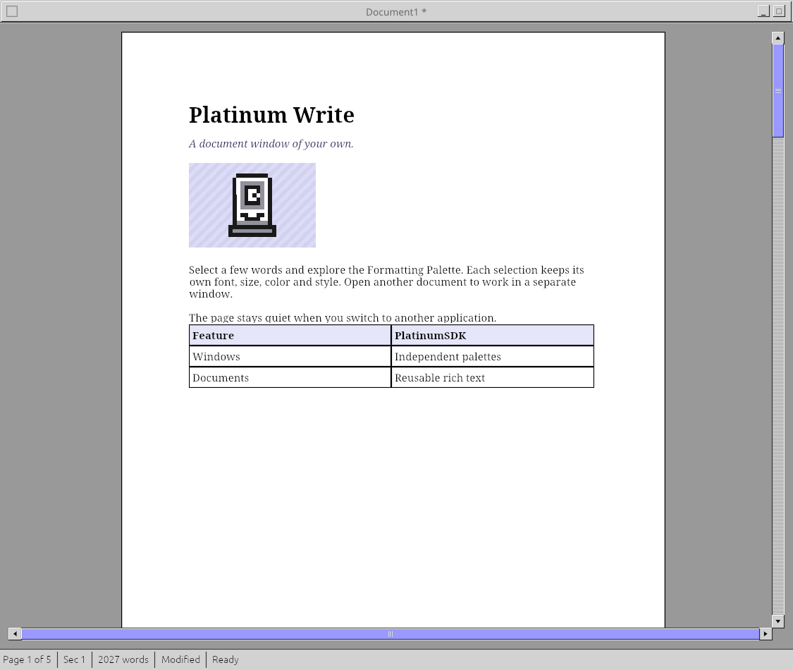 A second independent native document window